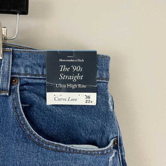 Abercrombie & Fitch Curve Love High Rise The '90s Straight Jeans Size 22 - Picture 6 of 7